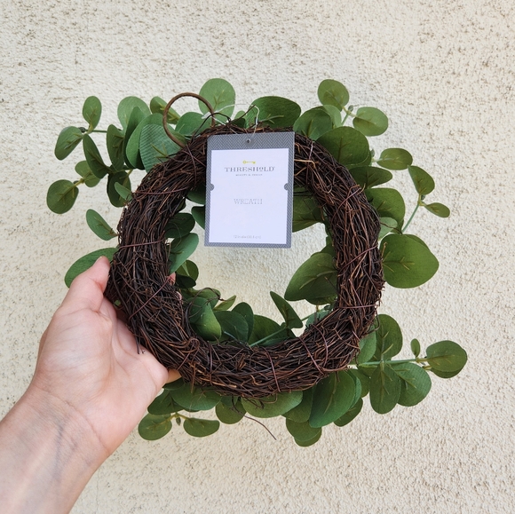New 12" Artificial Eucalyptus Wreath Green from Threshold - Picture 2 of 6